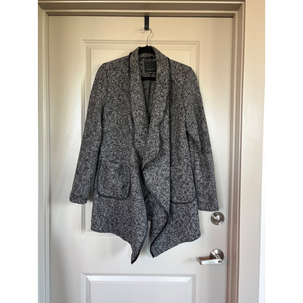Mercer & Madison Wool Blend Draped Cardigan Coat Grey Large